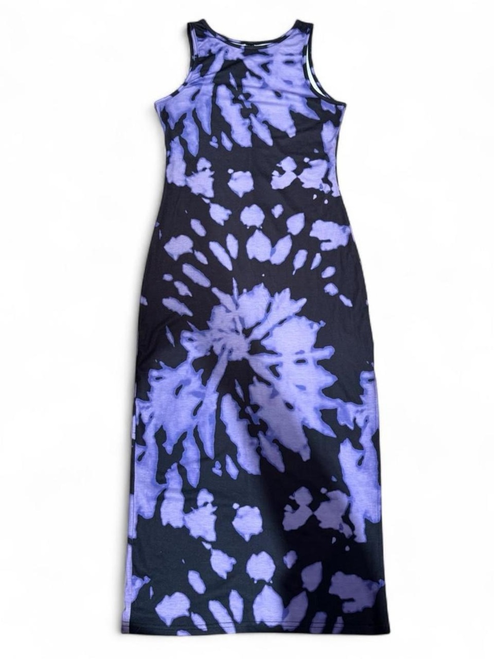Purple tie-dye black and purple fitted dress